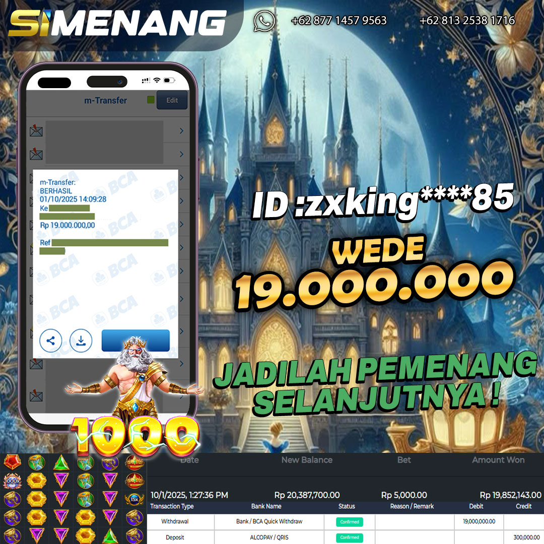 Bukti WD SIMENANG 19 juta Gates of Olympus 1000 1 Oktober 2025