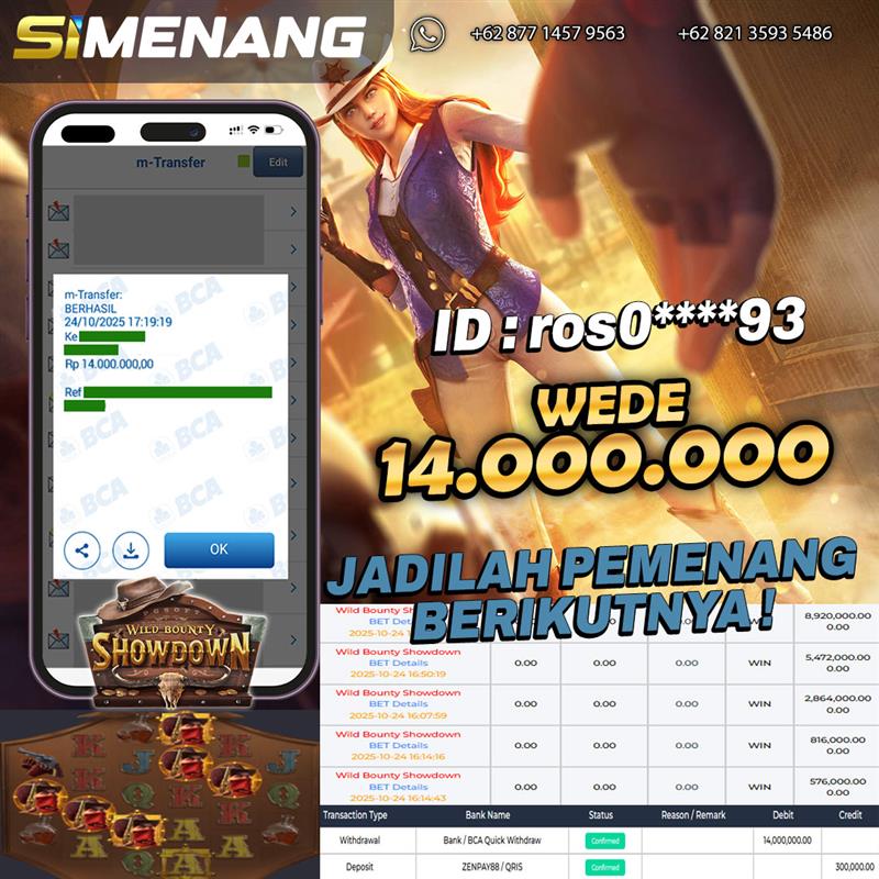 Bukti WD SIMENANG 14 juta Wild Bounty Showdown 24 Oktober 2025