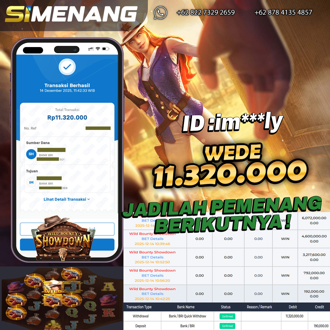 Bukti WD SIMENANG 11,3 juta Wild Bounty Showdown 14 Desember 2025
