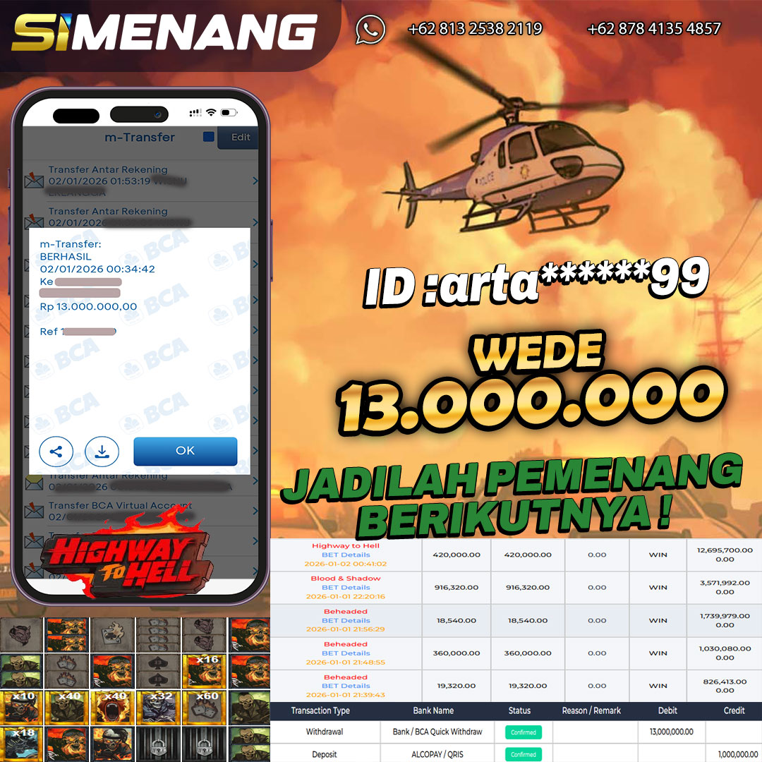 Bukti WD SIMENANG 13 juta Highway to Hell 2 Januari 2026