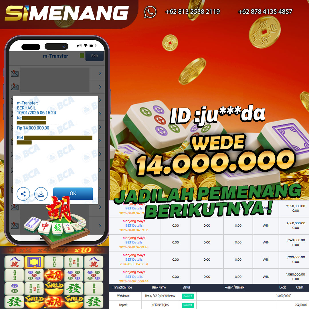 Bukti WD SIMENANG 14 juta Mahjong Ways 10 Januari 2026