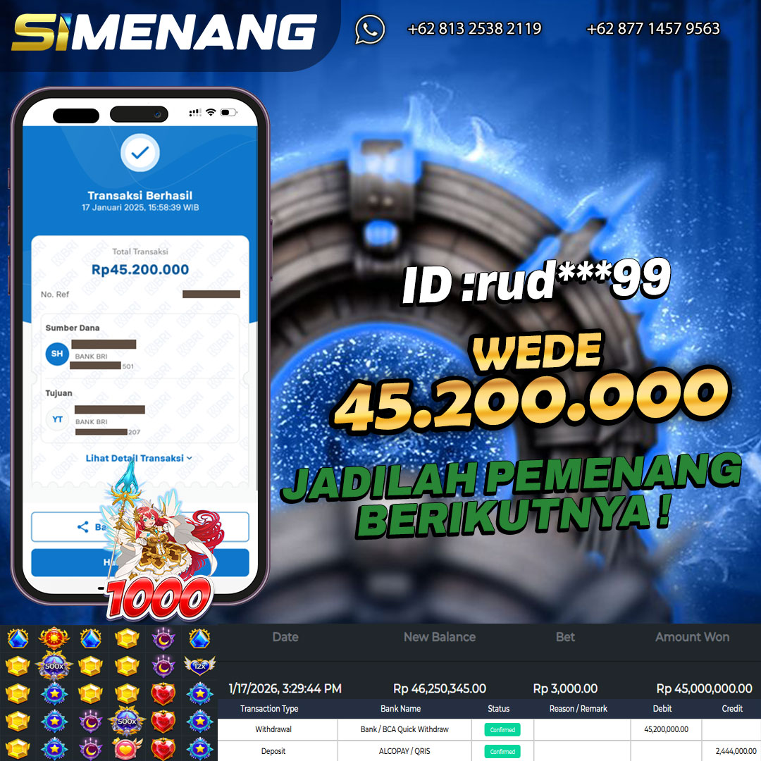 Bukti WD SIMENANG 45,2 juta Starlight Princess 1000 18 Januari 2026