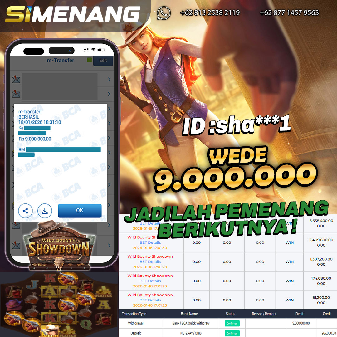Bukti WD SIMENANG 9 juta Wild Bounty Showdown 18 Januari 2026