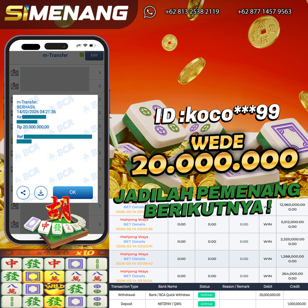 Bukti WD SIMENANG 20 juta Mahjong Ways 14 Februari 2026