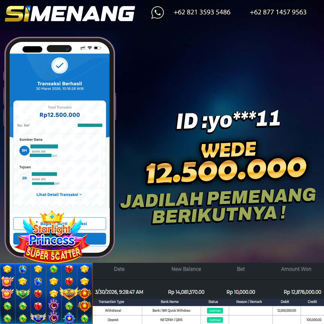Bukti WD SIMENANG 12,5 juta Starlight Princess Super Scatter 30 Maret 2026