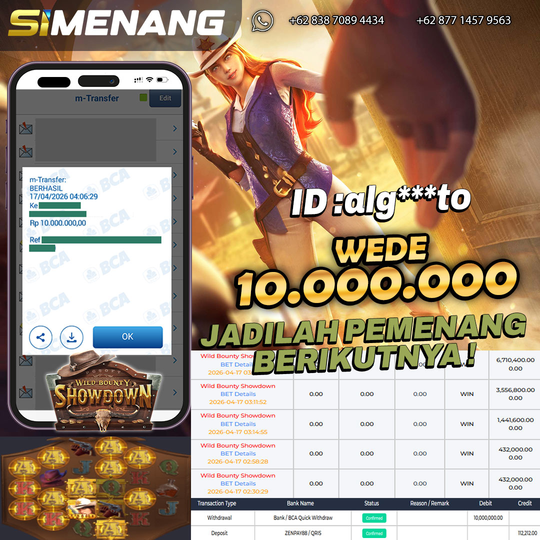 Bukti WD SIMENANG 10 juta Wild Bounty Showdown 17 April 2026